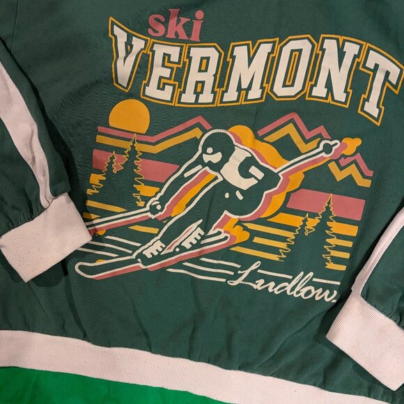 Ski Vermont Ludlow Graphic Sweatshirt XX-Large Green & Beige Cotton/Poly Blend - Picture 2 of 8